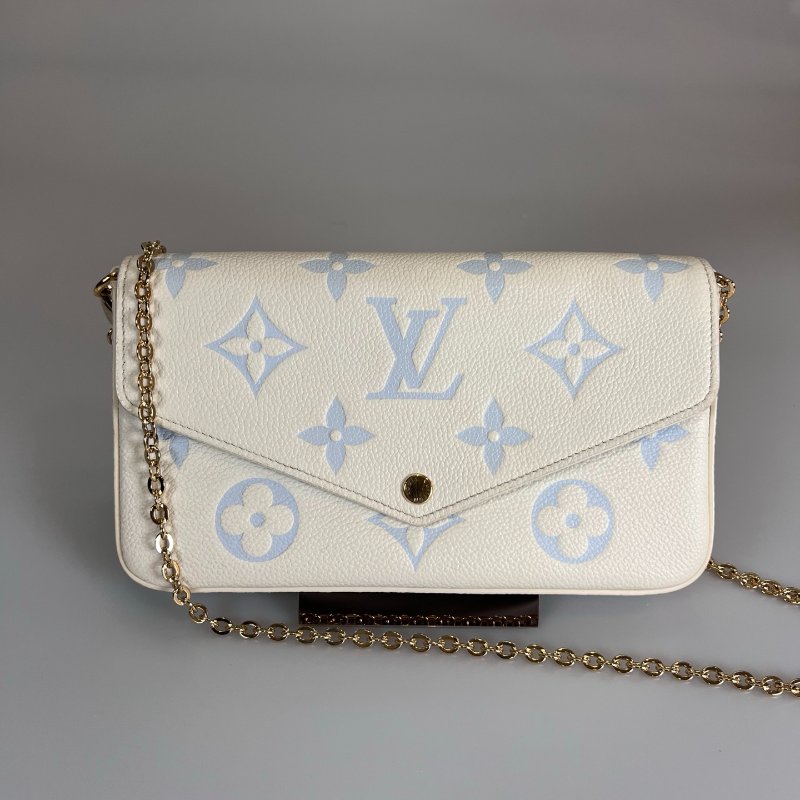 LV M83025/晶片款 白皮革壓紋三合一WOC包-0