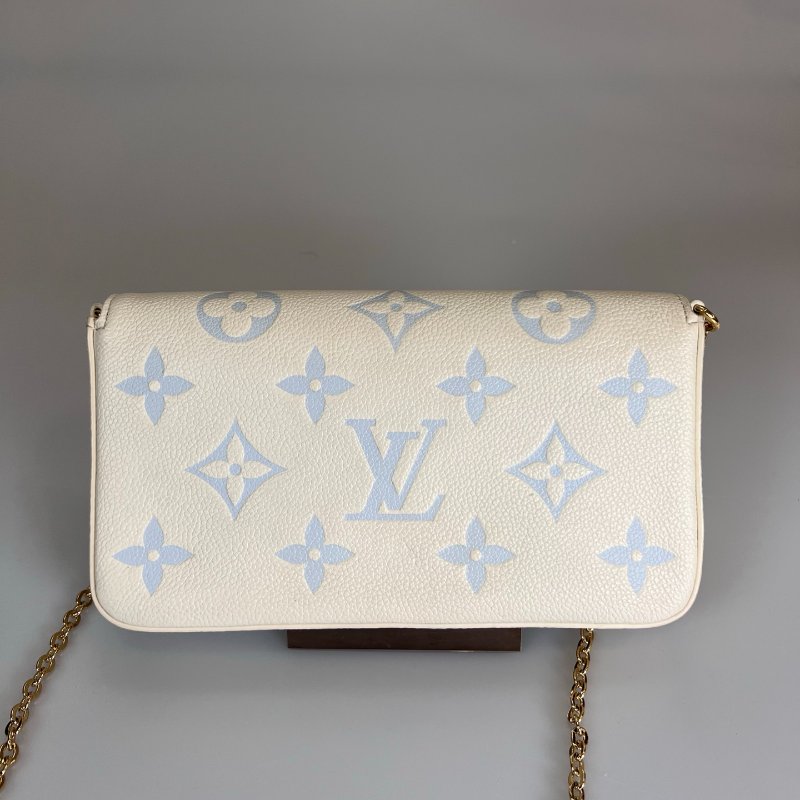 LV M83025/晶片款 白皮革壓紋三合一WOC包-1