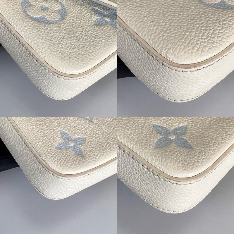 LV M83025/晶片款 白皮革壓紋三合一WOC包-11