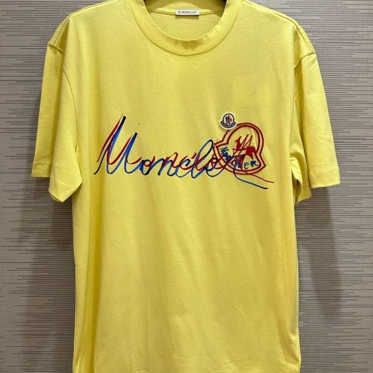 💎Han's house精品服飾💎moncler 大 刺繡 LOGO 短 T 黃 現貨XL-0