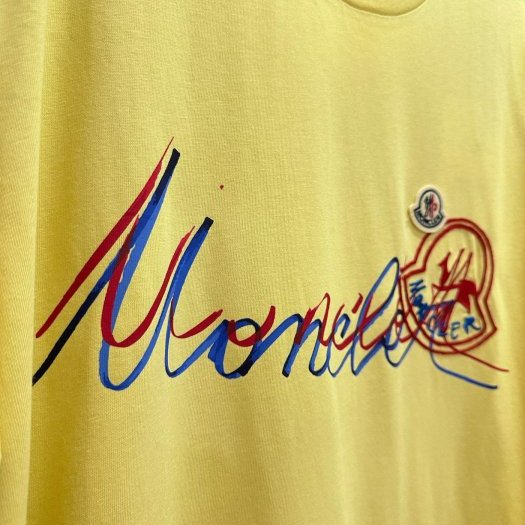 💎Han's house精品服飾💎moncler 大 刺繡 LOGO 短 T 黃 現貨XL-5