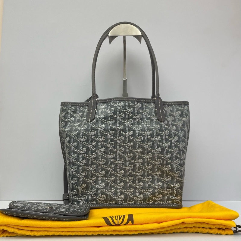 🆕99新Goyard戈雅 菜籃子灰色mini tote 單肩包子母包 23年編碼✅正品-0