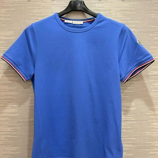 💎Han's house精品服飾💎moncler 彩條 短 T 藍 男女共穿 現貨 S-6
