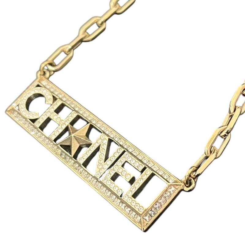 CHANEL Logo 水鑽項鍊 5-382-2
