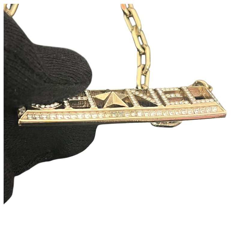 CHANEL Logo 水鑽項鍊 5-382-3