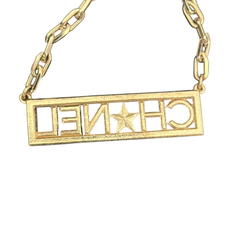 CHANEL Logo 水鑽項鍊 5-382-5