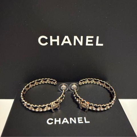Chanel鍊鑽大圓耳環