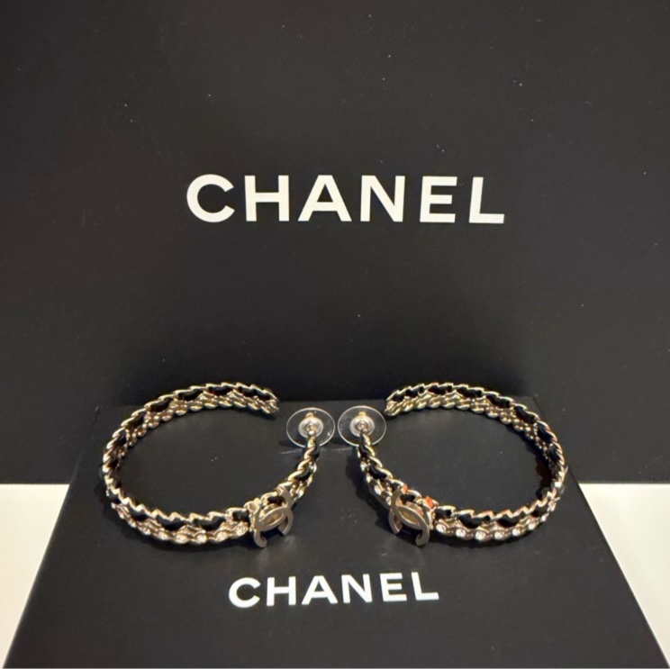 Chanel鍊鑽大圓耳環-0