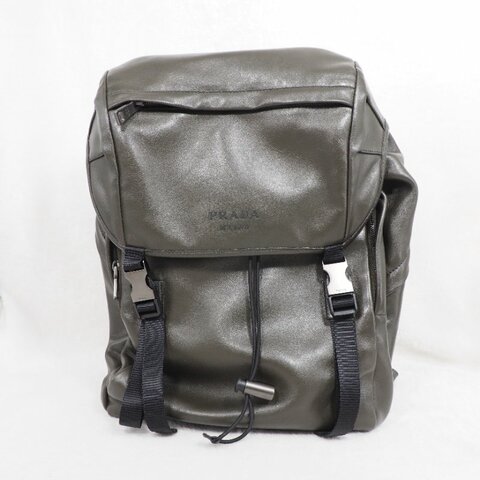 Prada Backpack 普拉達男裝軍綠色真皮後背包