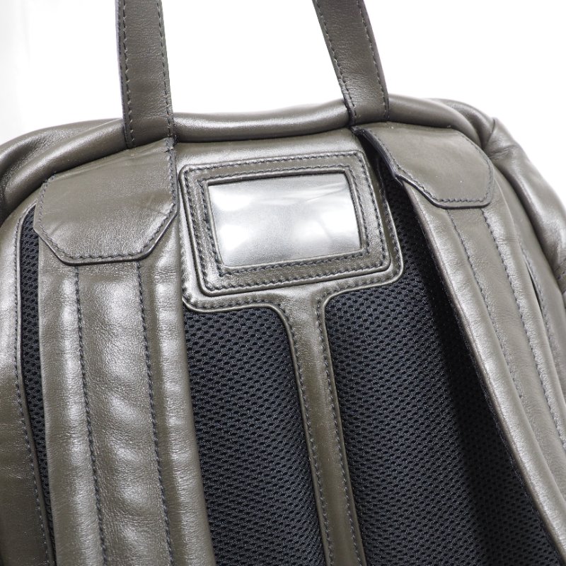 Prada Backpack 普拉達男裝軍綠色真皮後背包-3