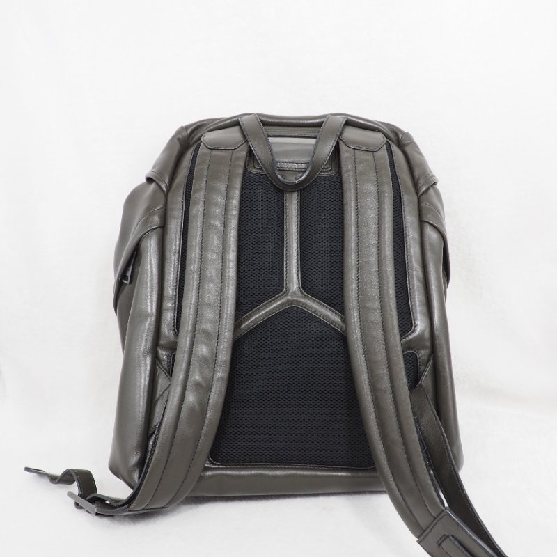 Prada Backpack 普拉達男裝軍綠色真皮後背包-6
