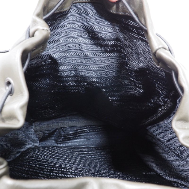 Prada Backpack 普拉達男裝軍綠色真皮後背包-15