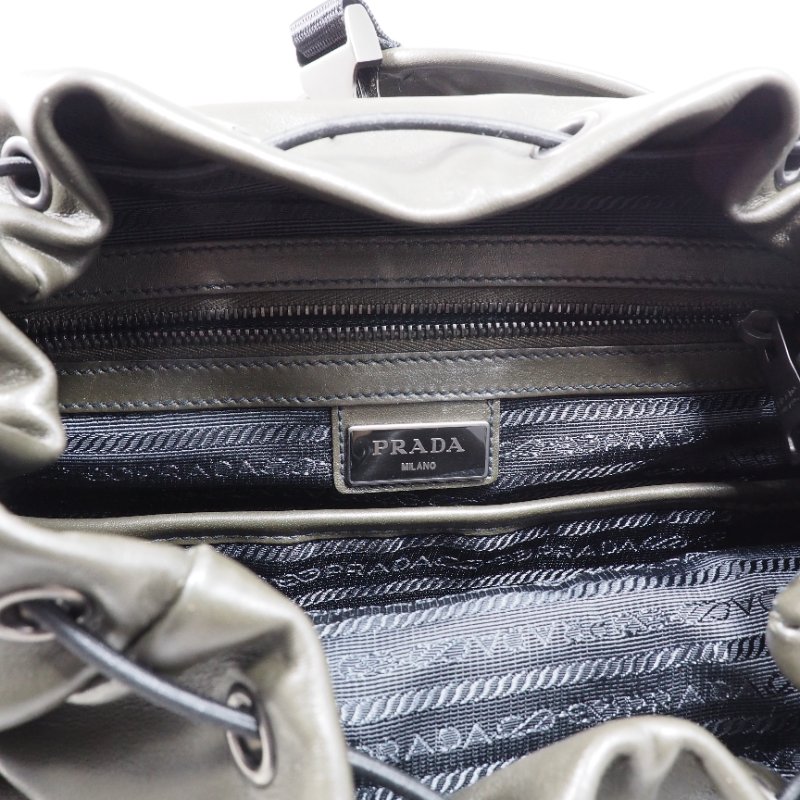 Prada Backpack 普拉達男裝軍綠色真皮後背包-16