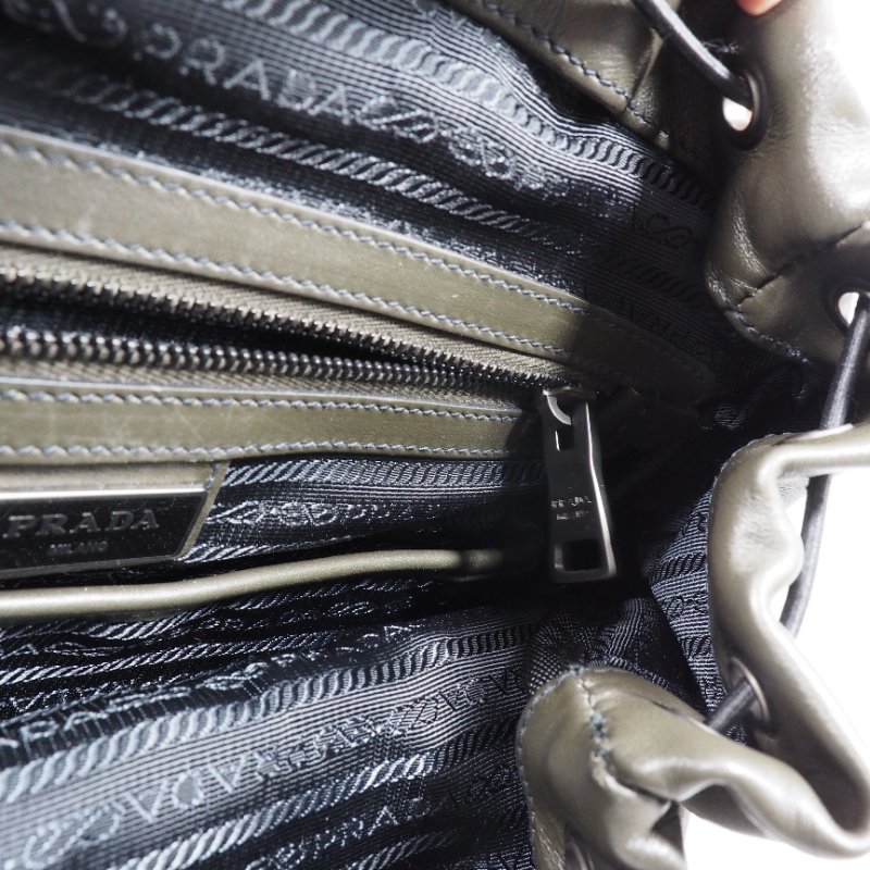 Prada Backpack 普拉達男裝軍綠色真皮後背包-17