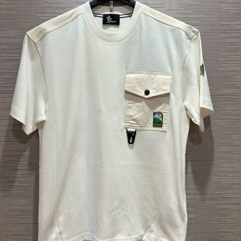 💎Han's house精品服飾💎 moncler 滑雪系列 拼接 尼龍 短 T 白 現貨 S / L 原價13800