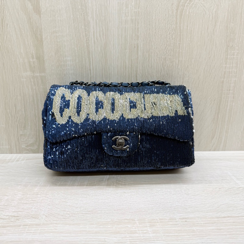 chanel 全場焦點✨藍coco cuba 亮片包-1