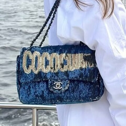 chanel 全場焦點✨藍coco cuba 亮片包