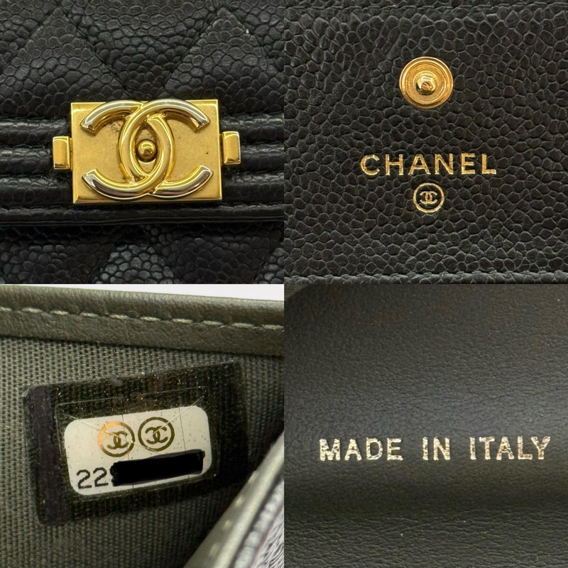 CHANEL 香奈兒 黑色BOY TRIFOLD扣式短夾 A80734-6