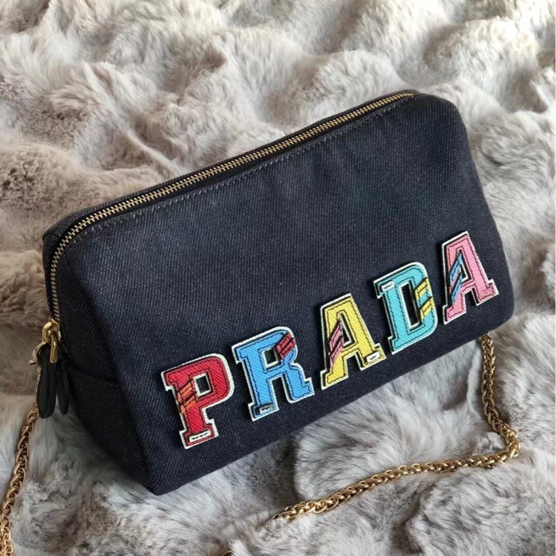 普拉達prada中古Vintage牛仔丹寧 斜背包|單肩|鏈條手包-6