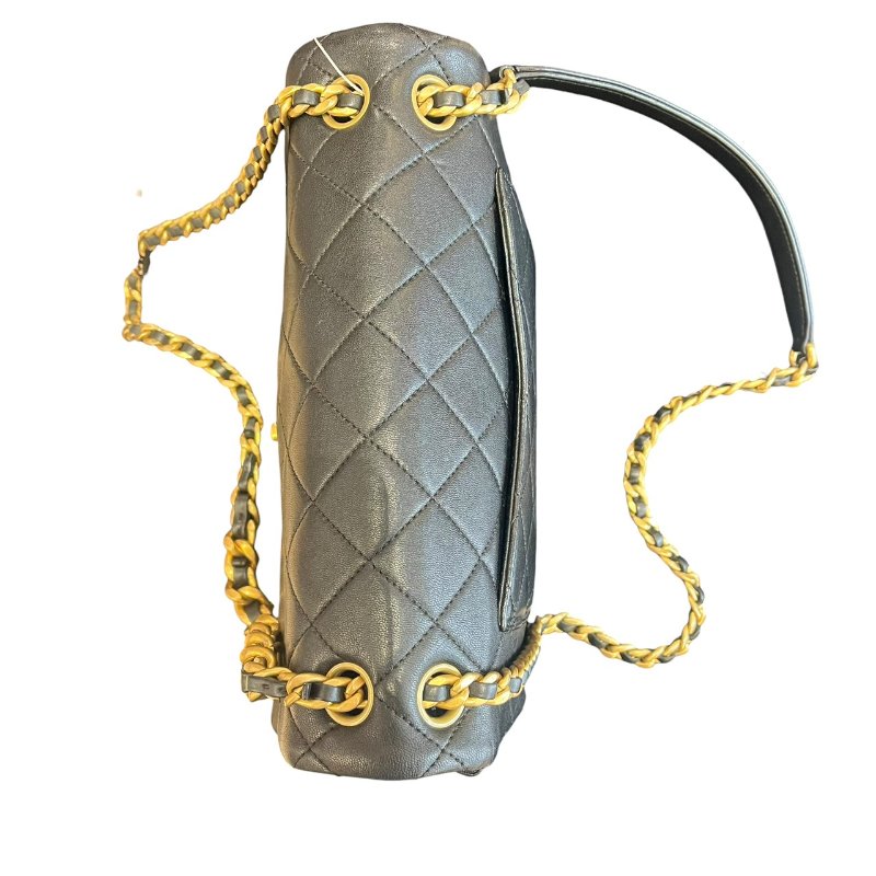 CHANEL Logo Letters Handle 菱格紋鏈條肩背包 5-529-7