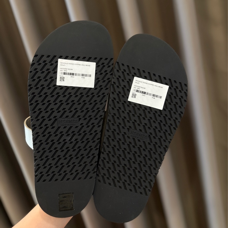全新🫶🏻Hermes Chypre二舅拖 鵝卵石米39號-3