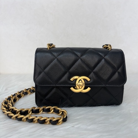 CHANEL  AS4951 黑荔枝 金鍊 鍊條 口蓋包 斜背包