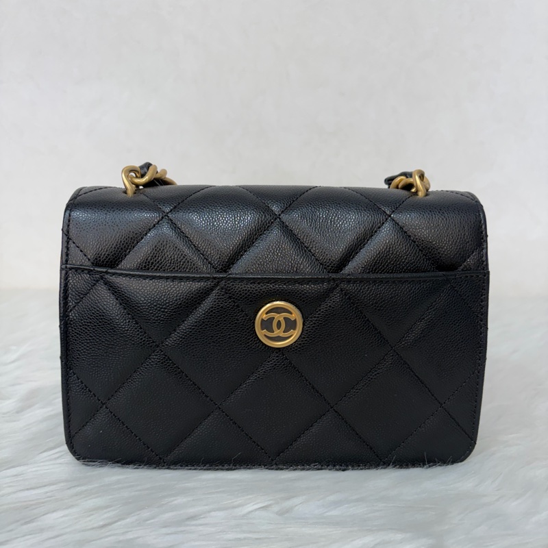 CHANEL AS4951 黑荔枝 金鍊 鍊條 口蓋包 斜背包-3