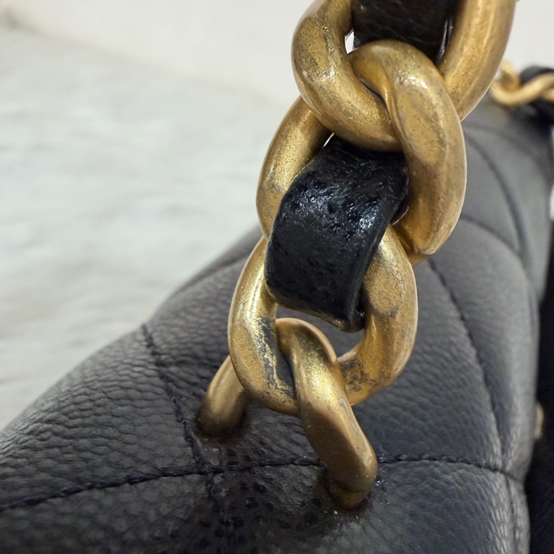 CHANEL AS4951 黑荔枝 金鍊 鍊條 口蓋包 斜背包-19