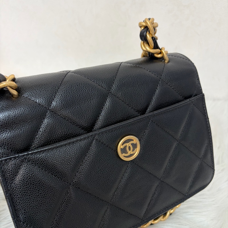 CHANEL AS4951 黑荔枝 金鍊 鍊條 口蓋包 斜背包-50