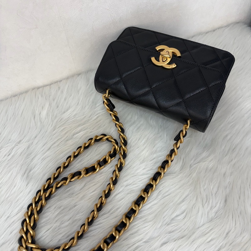 CHANEL AS4951 黑荔枝 金鍊 鍊條 口蓋包 斜背包-61