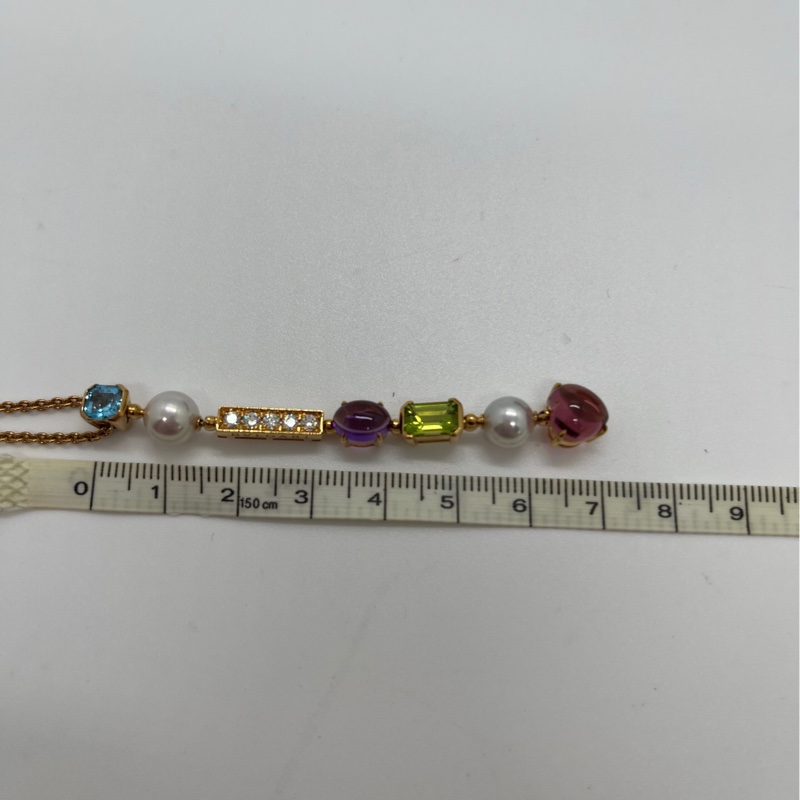 寶格麗BVLGARI彩寶黃金鑲鑽彩寶項鍊 吊墜長7cm左右-2