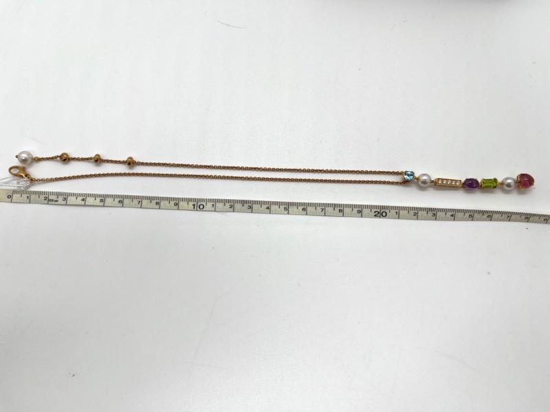 寶格麗BVLGARI彩寶黃金鑲鑽彩寶項鍊 吊墜長7cm左右-3