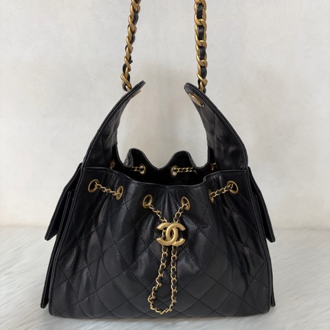 CHANEL AS5293 粒紋小牛皮 金釦 雙口袋 CHANEL 25 小型包 肩背包