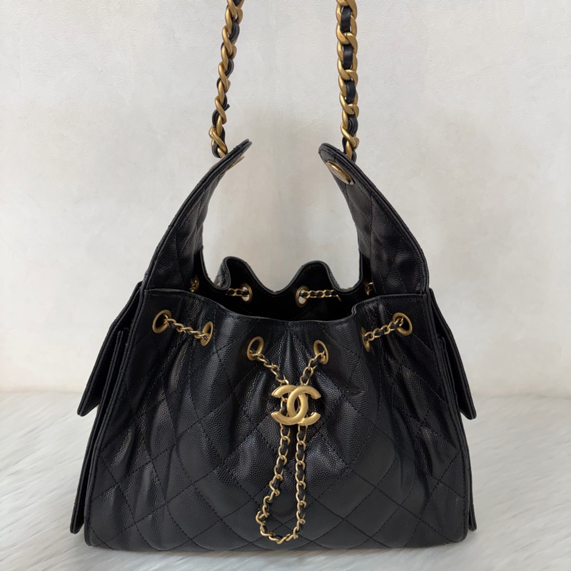 CHANEL AS5293 粒紋小牛皮 金釦 雙口袋 CHANEL 25 小型包 肩背包-0