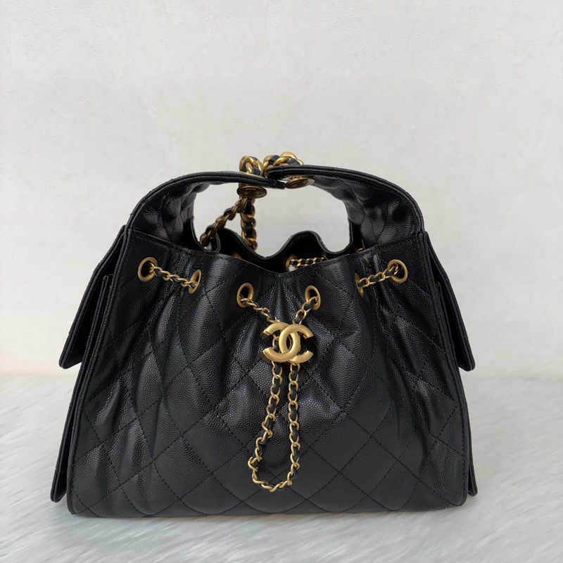 CHANEL AS5293 粒紋小牛皮 金釦 雙口袋 CHANEL 25 小型包 肩背包-1