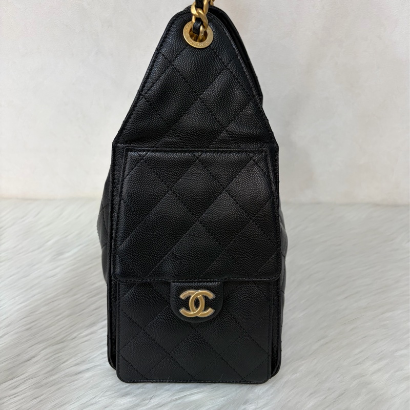 CHANEL AS5293 粒紋小牛皮 金釦 雙口袋 CHANEL 25 小型包 肩背包-2