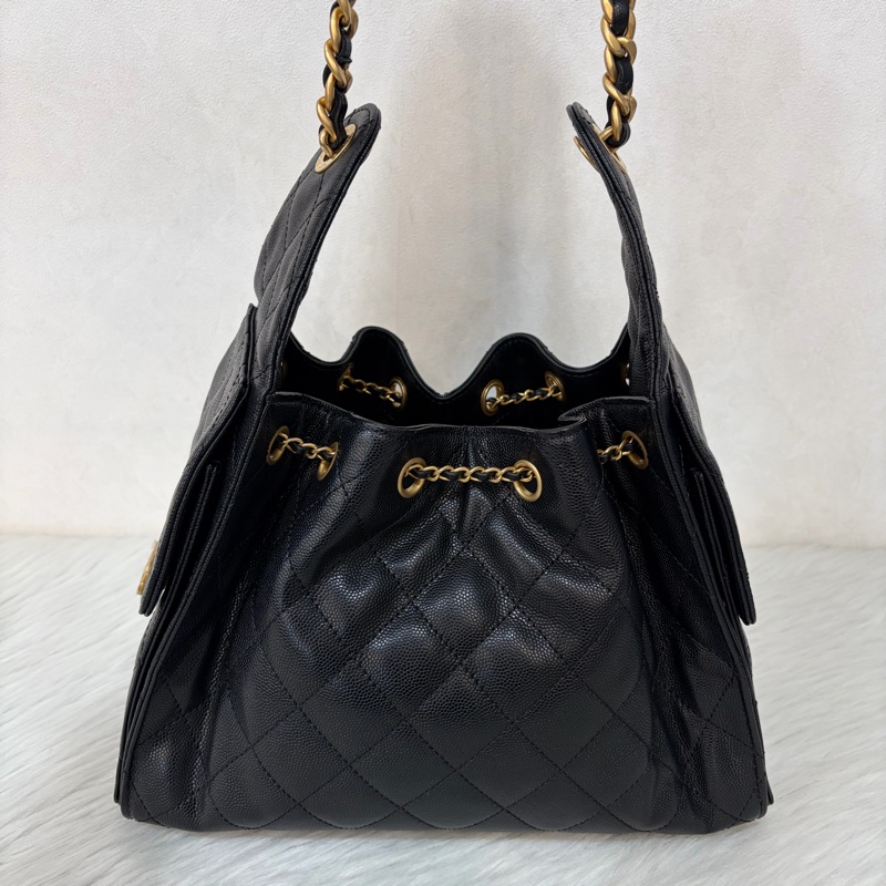CHANEL AS5293 粒紋小牛皮 金釦 雙口袋 CHANEL 25 小型包 肩背包-3