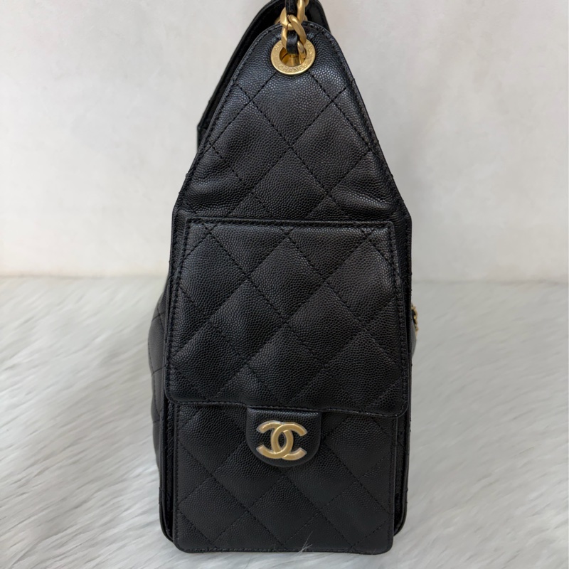 CHANEL AS5293 粒紋小牛皮 金釦 雙口袋 CHANEL 25 小型包 肩背包-4