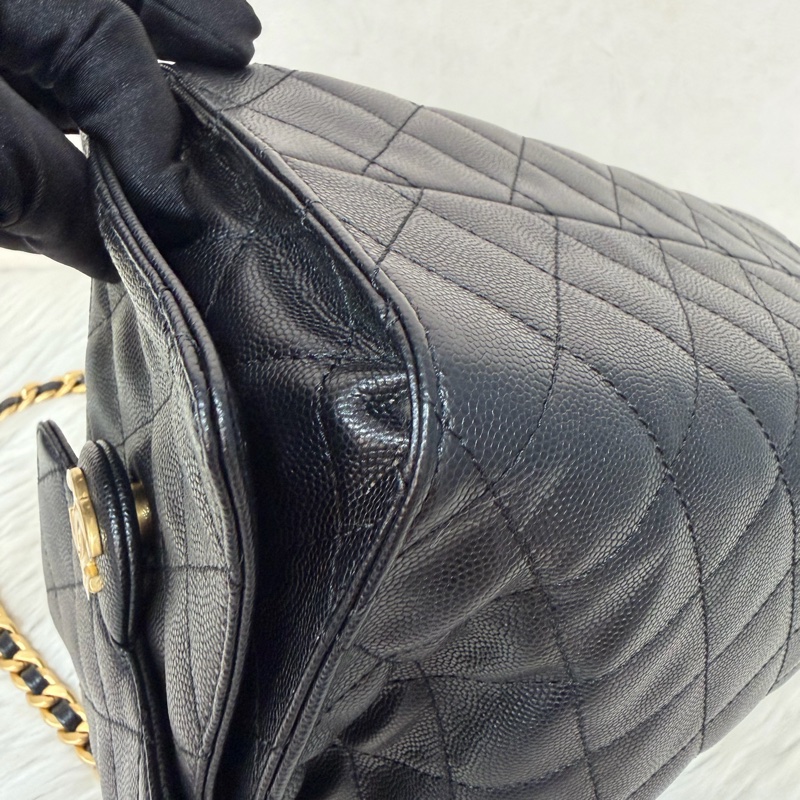 CHANEL AS5293 粒紋小牛皮 金釦 雙口袋 CHANEL 25 小型包 肩背包-8