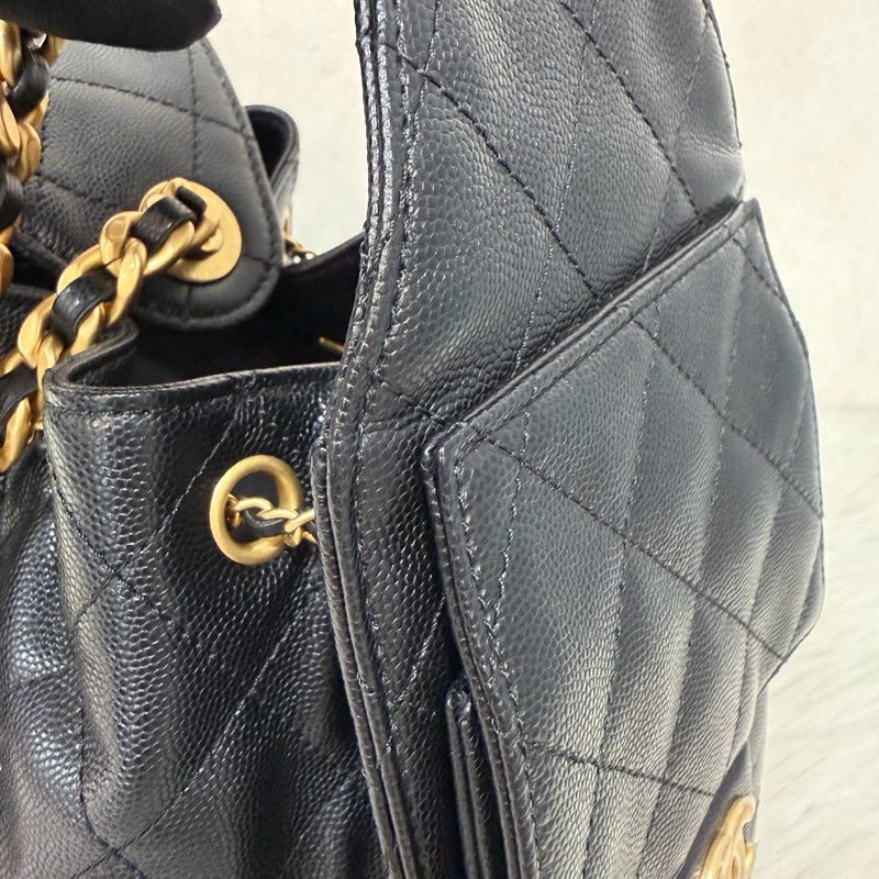 CHANEL AS5293 粒紋小牛皮 金釦 雙口袋 CHANEL 25 小型包 肩背包-13