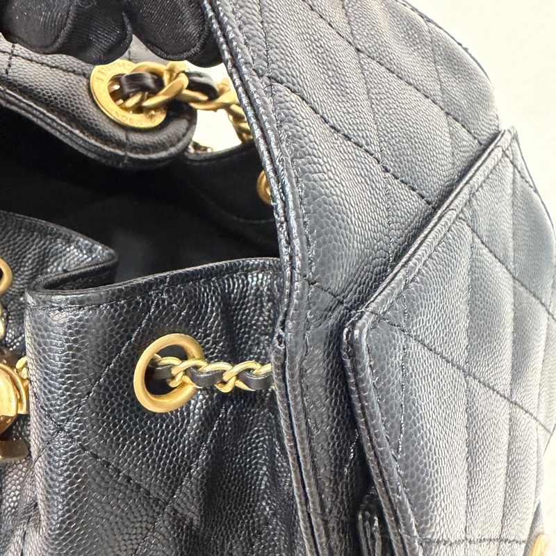 CHANEL AS5293 粒紋小牛皮 金釦 雙口袋 CHANEL 25 小型包 肩背包-14