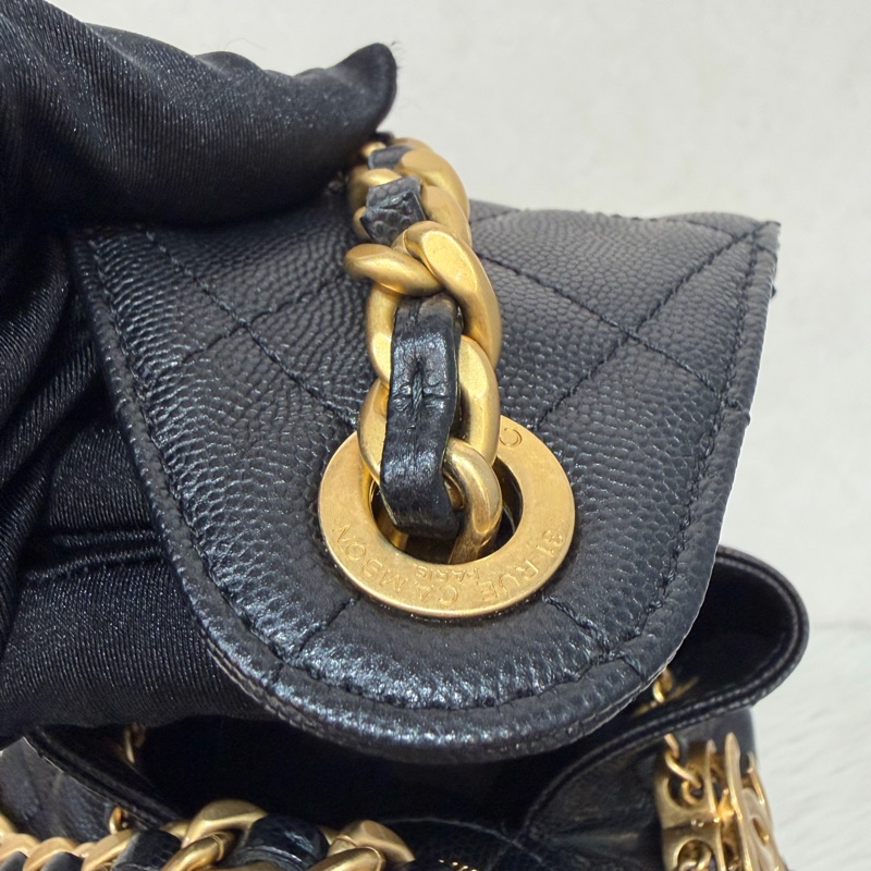 CHANEL AS5293 粒紋小牛皮 金釦 雙口袋 CHANEL 25 小型包 肩背包-16