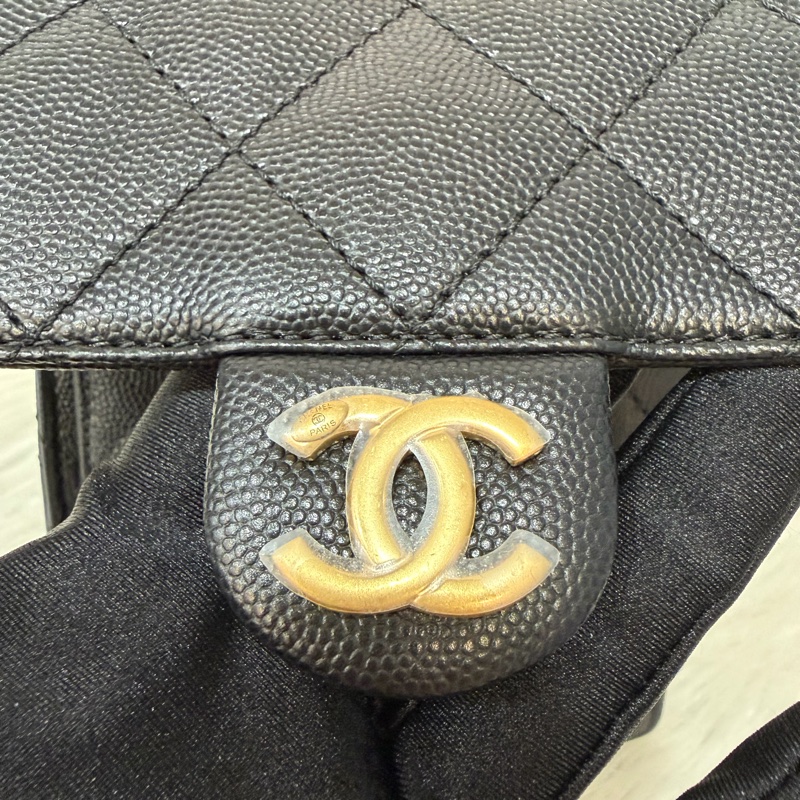CHANEL AS5293 粒紋小牛皮 金釦 雙口袋 CHANEL 25 小型包 肩背包-36