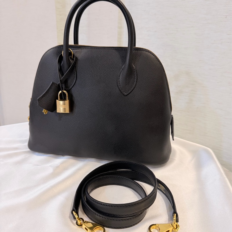 Hermes 89黑Epsom皮金釦Bolide 25-6