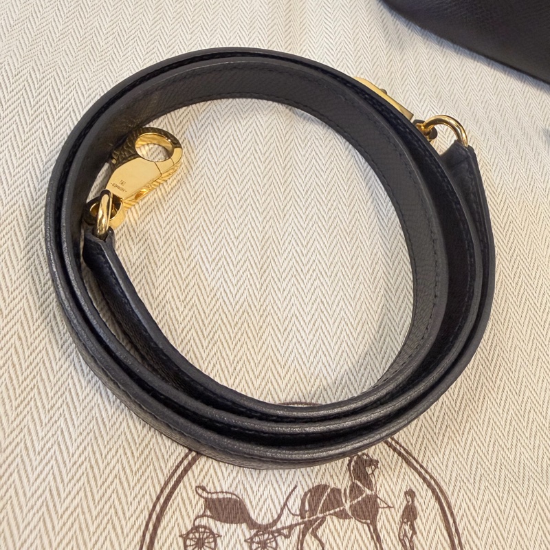 Hermes 89黑Epsom皮金釦Bolide 25-28