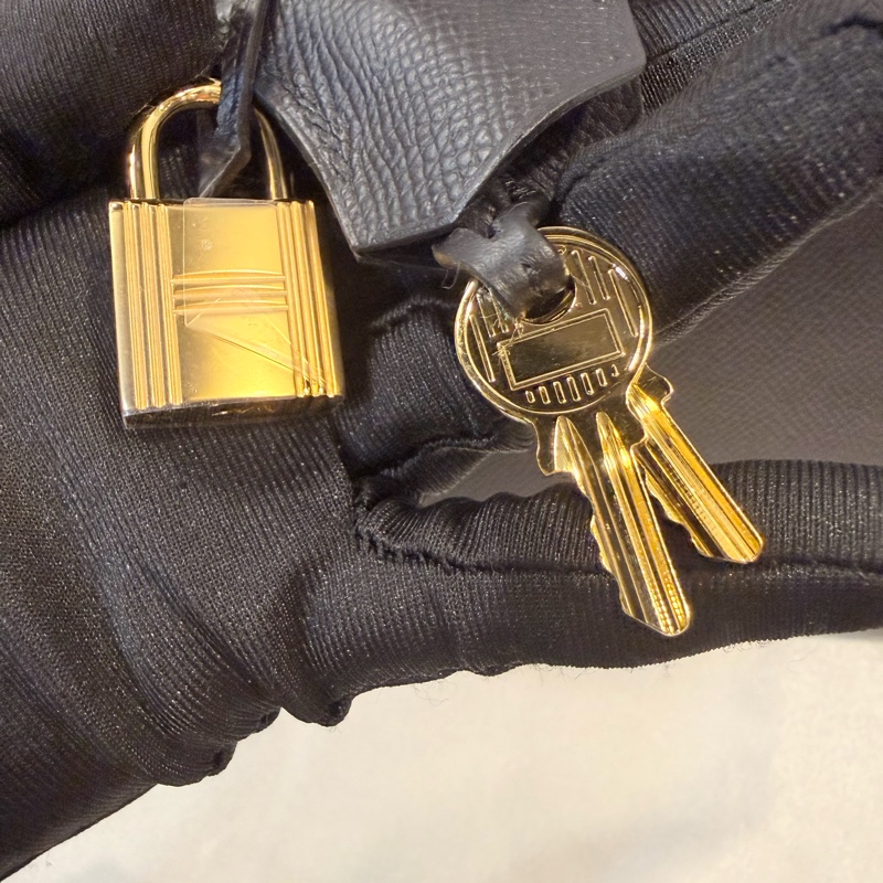 Hermes 89黑Epsom皮金釦Bolide 25-32