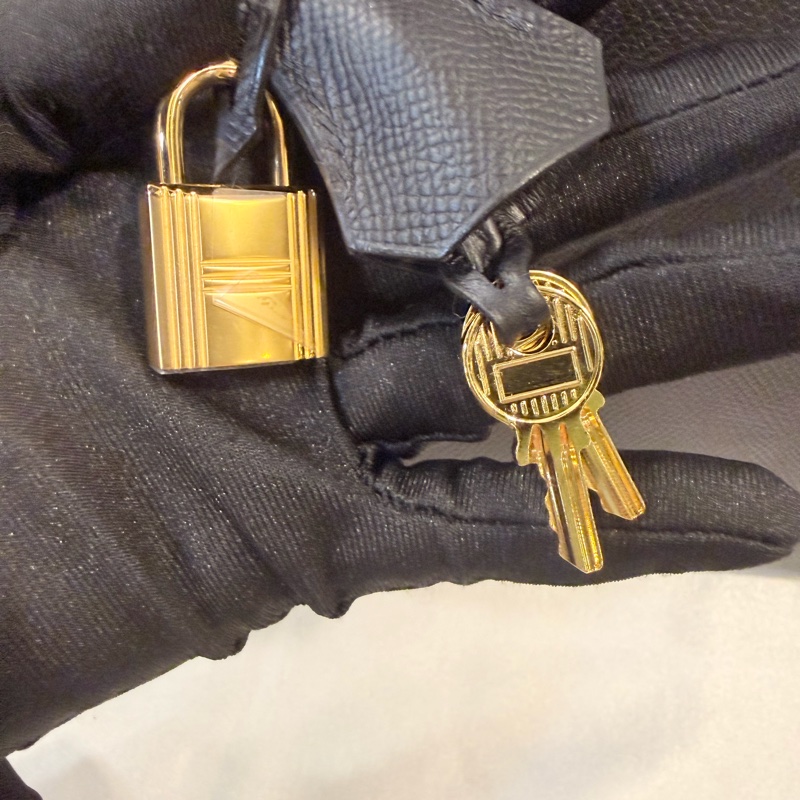 Hermes 89黑Epsom皮金釦Bolide 25-36