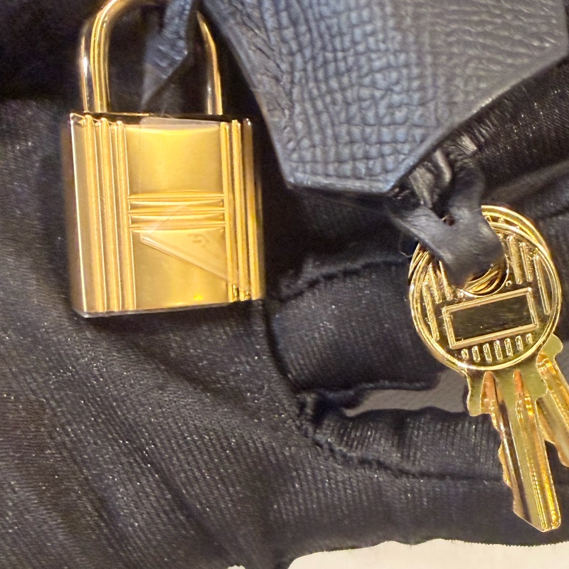 Hermes 89黑Epsom皮金釦Bolide 25-49