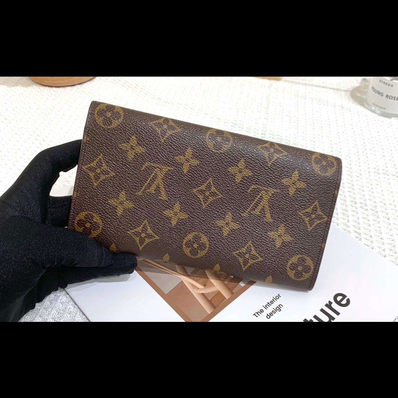 LV經典老花信封發財長夾-1