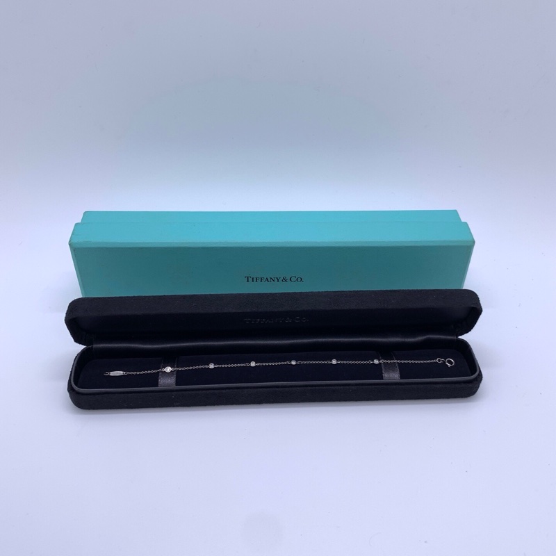 TIFFANY & CO.蒂芙尼 鑲嵌設計 鑽石 pt950 手鍊 銀色-7